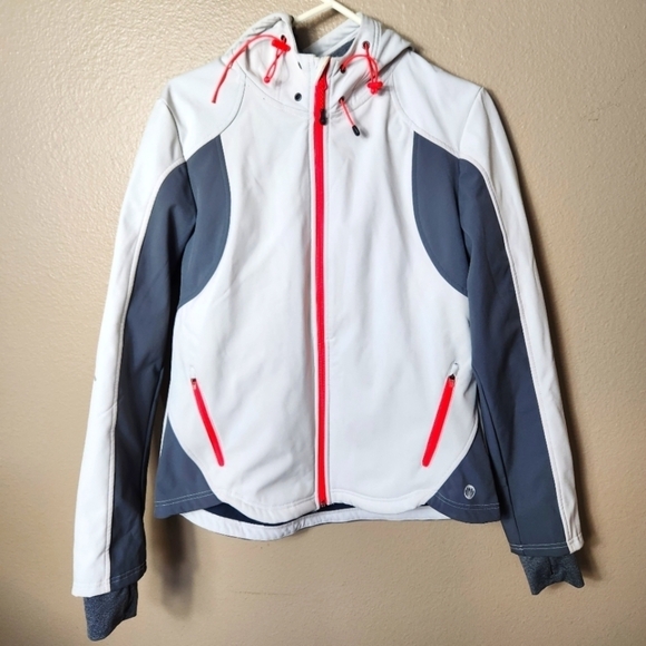 Mondetta Womens White/Gray Fleece Lined Softshell Hooded Jacket-Size L - Picture 1 of 8